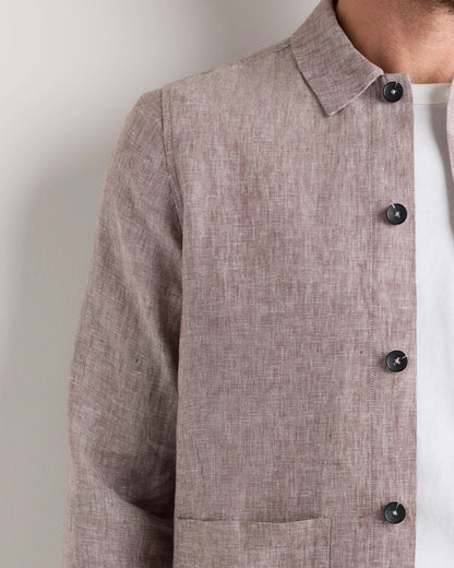 100% European Linen Chore Jacket - S / Flax