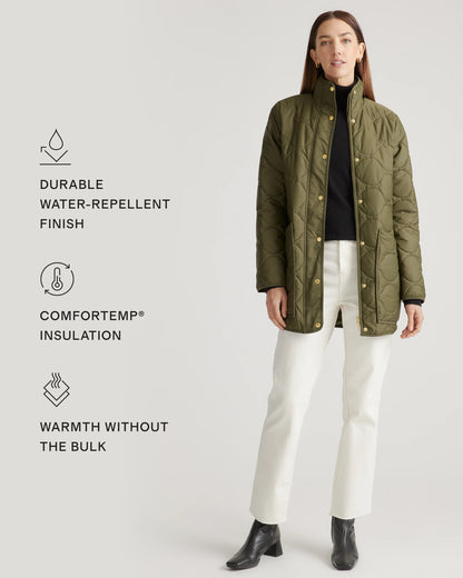 Featherless Quilted Long Puffer Jacket - XS / Silken White