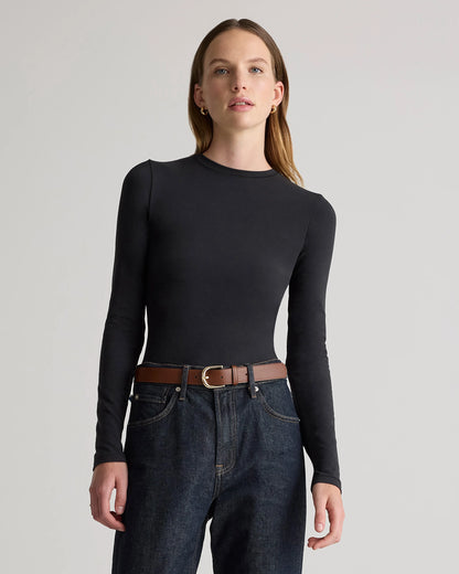 Stretch Cotton Jersey Fitted Long Sleeve T-Shirt - XS / Linen White