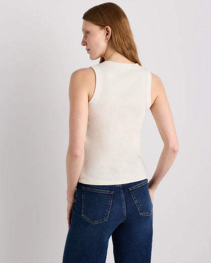 Organic Cotton Micro-Rib Cropped Cutaway Tank - XS / Heather Oatmeal
