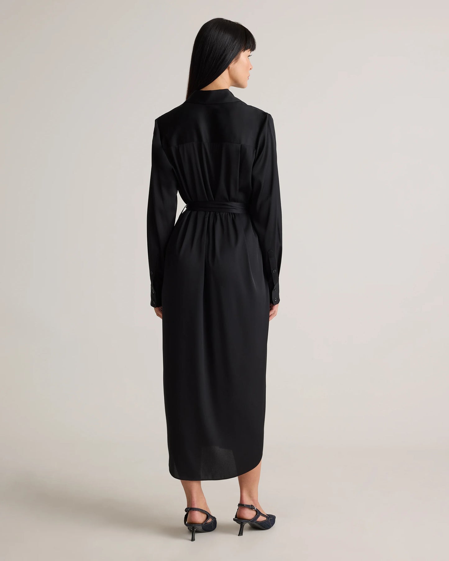 Washable Stretch Silk Maxi Shirt Dress - XS / Moonstone Blue