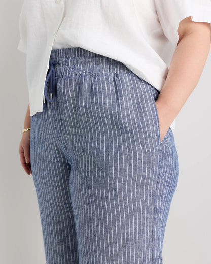 100% European Linen Wide Leg Pants - 1X / Black