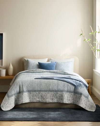 Organic Cotton Block Print Quilt Set - Twin / Green