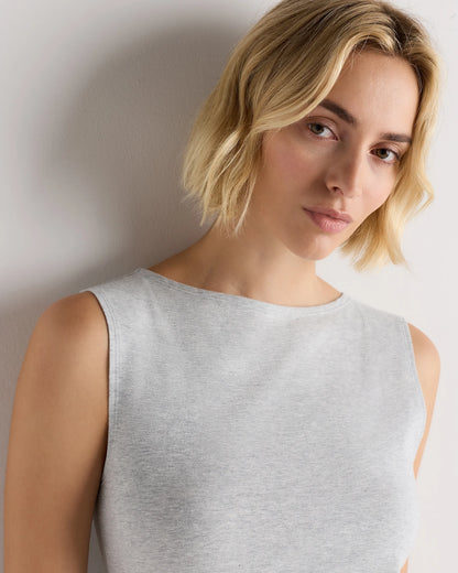 Stretch Cotton Jersey Boat Neck Tank - XS / Heather Grey