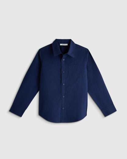 100% Organic Cotton Poplin Long Sleeve Button Down - 3T / White