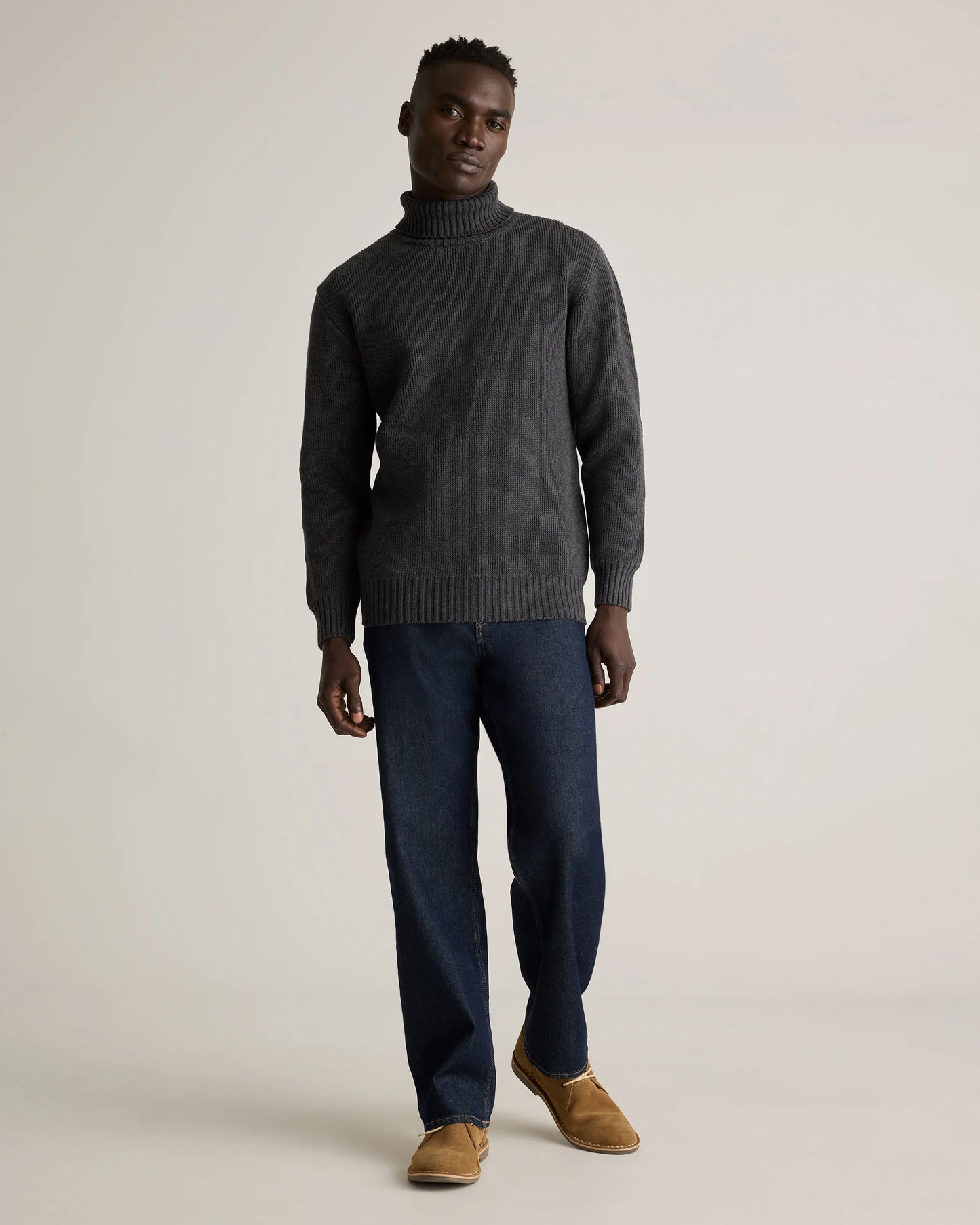 100% Organic Cotton Turtleneck Sweater - S / Charcoal