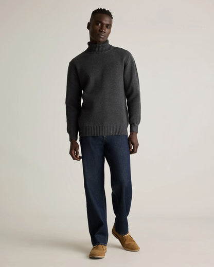 100% Organic Cotton Turtleneck Sweater - S / Charcoal