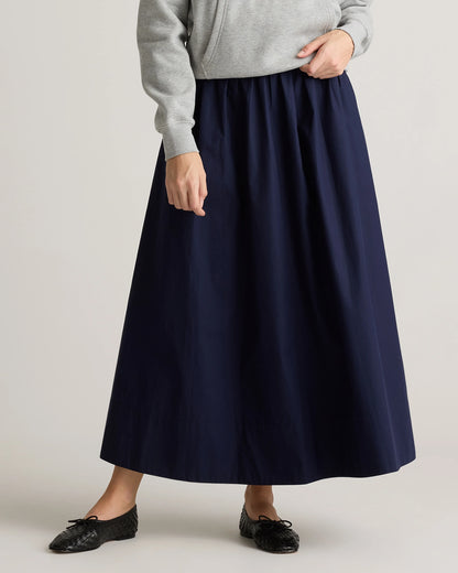 100% Organic Cotton Poplin A-line Maxi Skirt - XS / Classic White