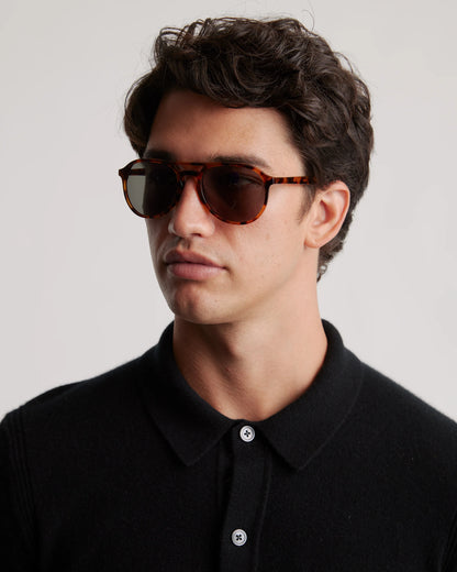 Kai Polarized Acetate Sunglasses - One Size / Ginger Tortoise with Green lens