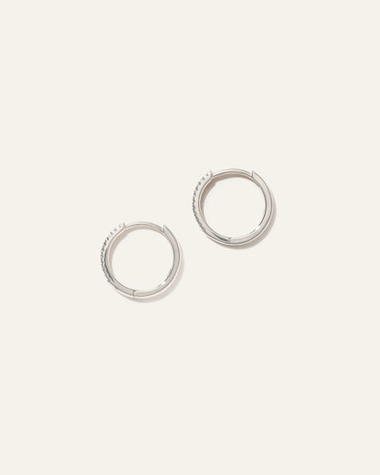 14K Gold Diamond Pave Hoops - One Size / Yellow Gold