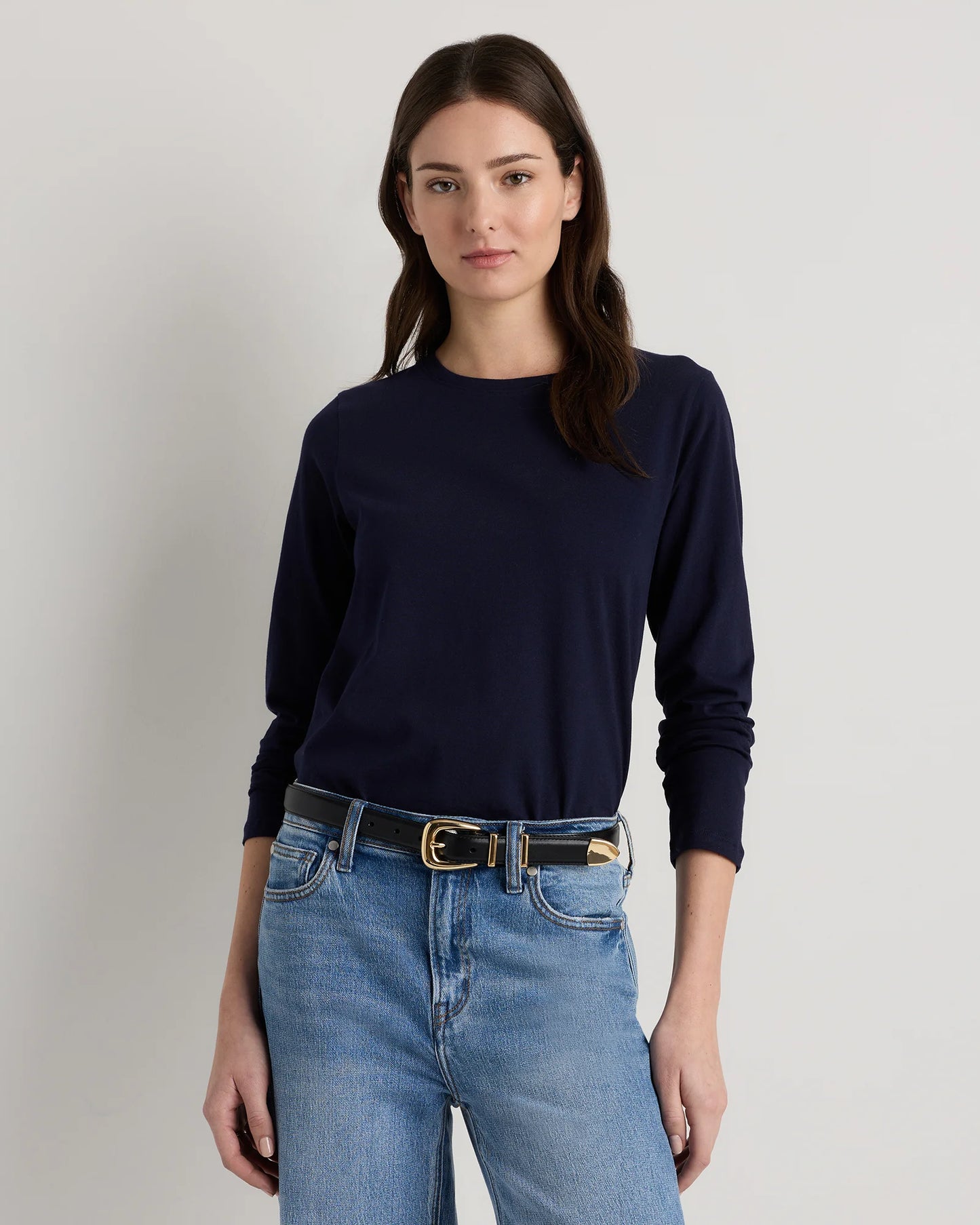 100% Organic Cotton Long Sleeve Swing Tee - XS / Classic White