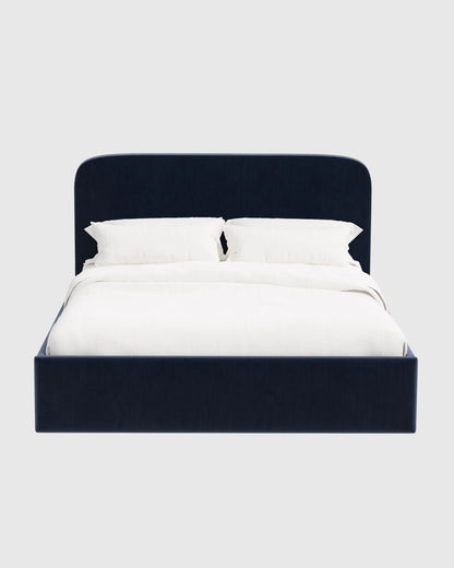Curved Bed in Performance Velvet - Full / Walnut
