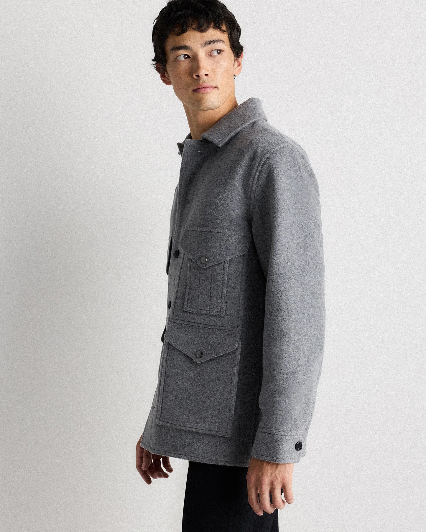 Wool Cashmere Field Jacket - S / Heather Grey