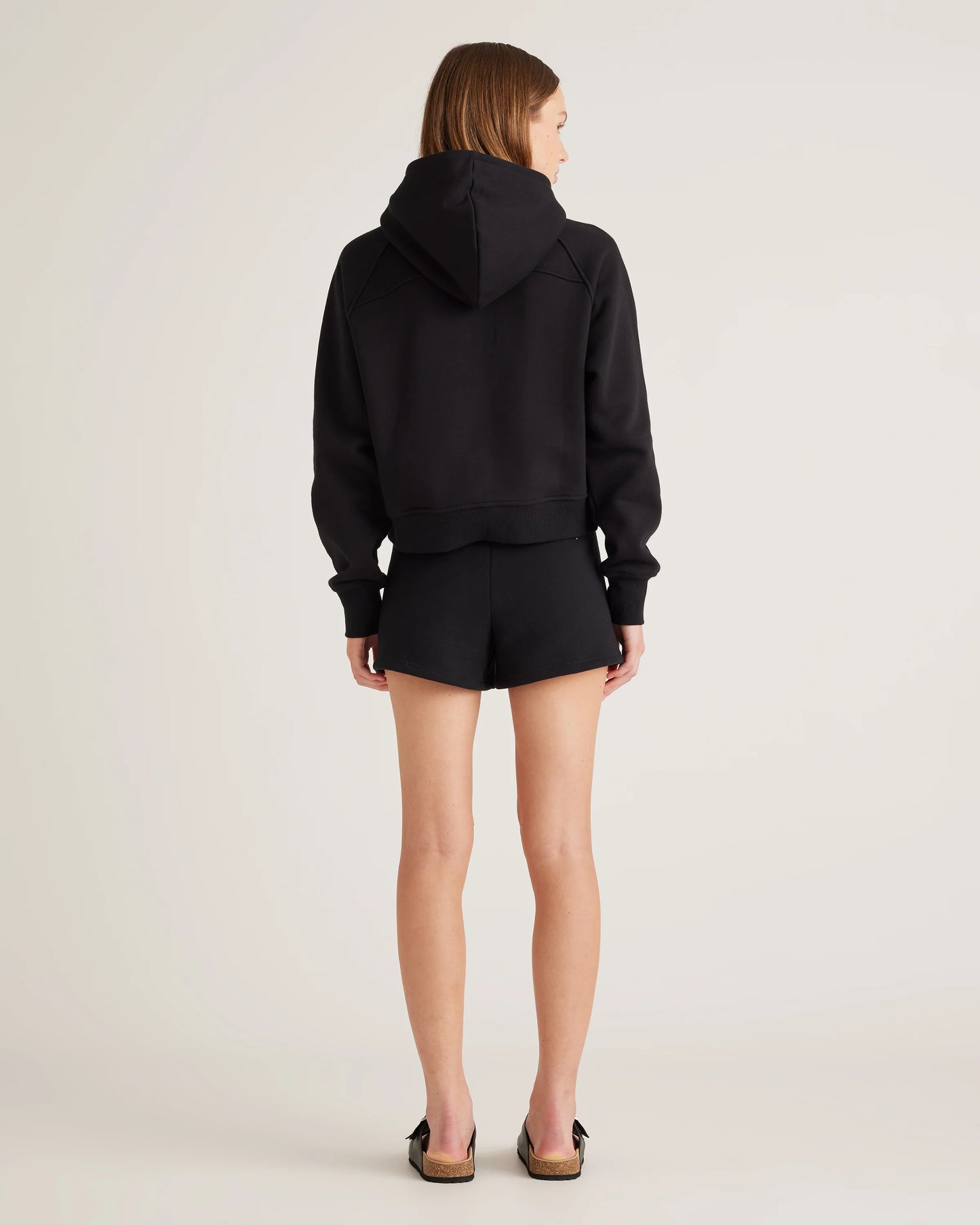 Organic Heavyweight Fleece Cropped Half Zip Hoodie - XS / Taupe