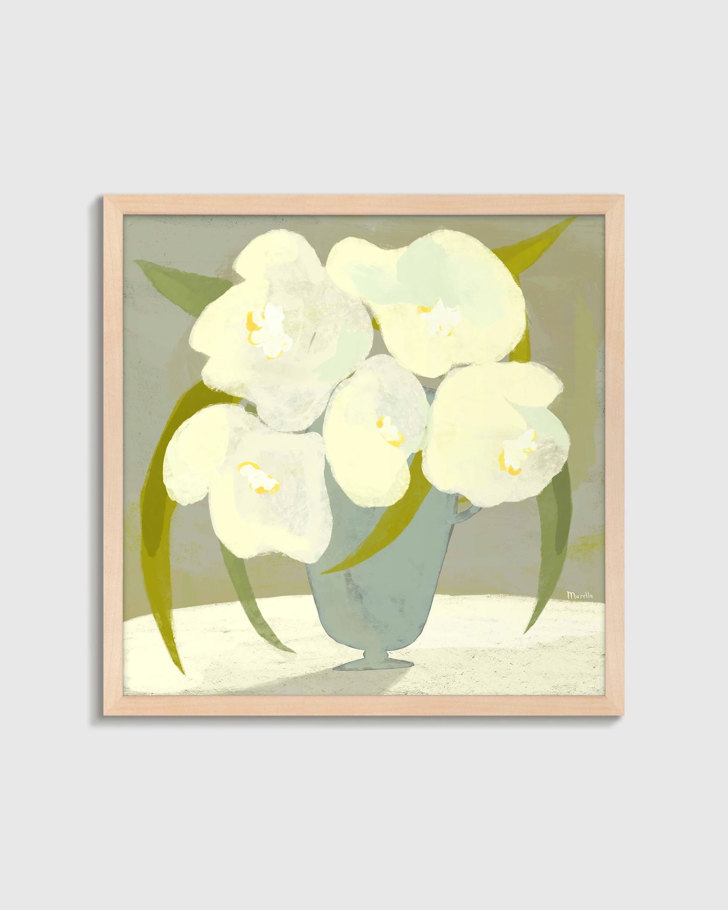 Vase with White Flowers by Marco Marella - 21.25"x21.25" / Oak