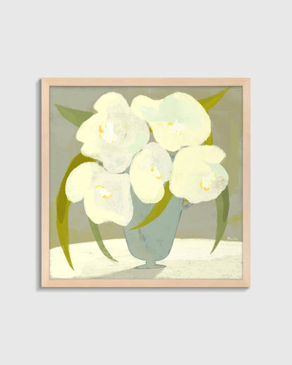 Vase with White Flowers by Marco Marella - 21.25"x21.25" / Oak