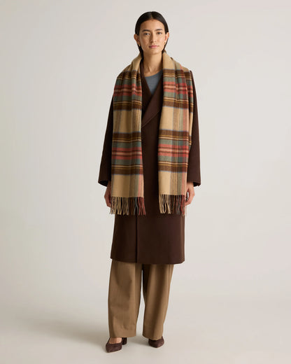Mongolian Cashmere Tartan Scarf - One Size / Neutral Tartan