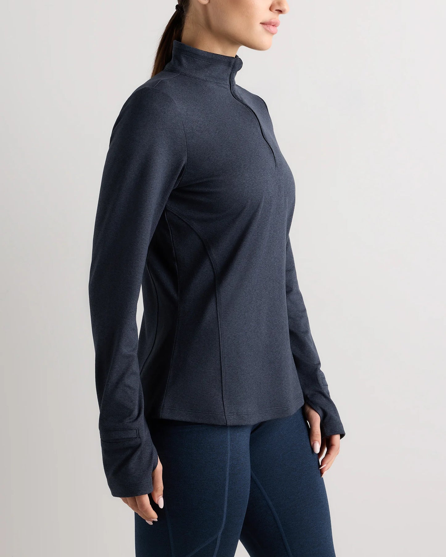 Flowknit Quarter-Zip Pullover - XS / Heather Deep Navy