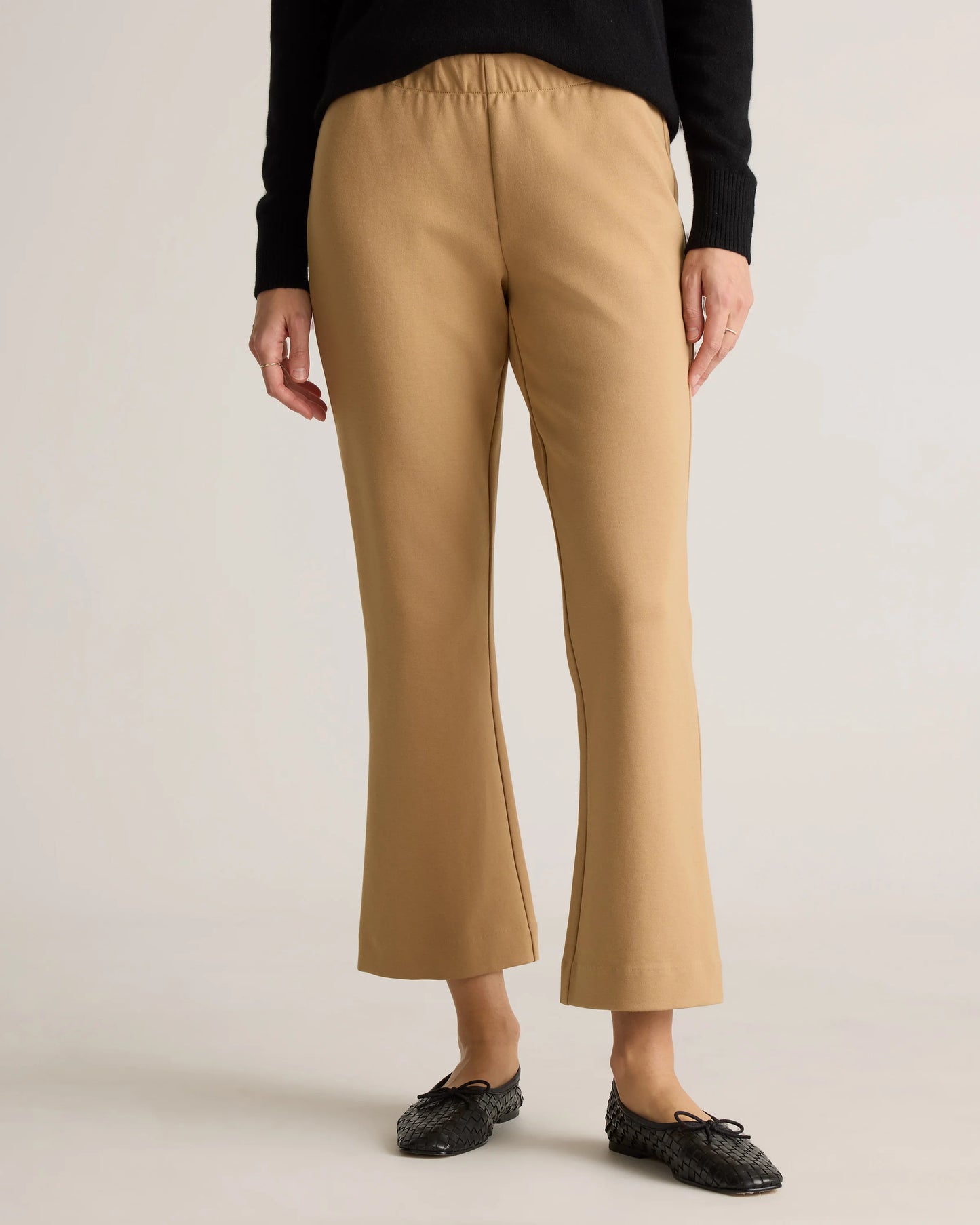 Organic Cotton Double Knit Kick Flare Pants - XS / Heather Charcoal Grey