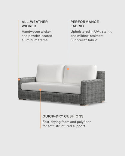 Classic All-Weather Wicker Outdoor Sofa - 86" / Natural Weave