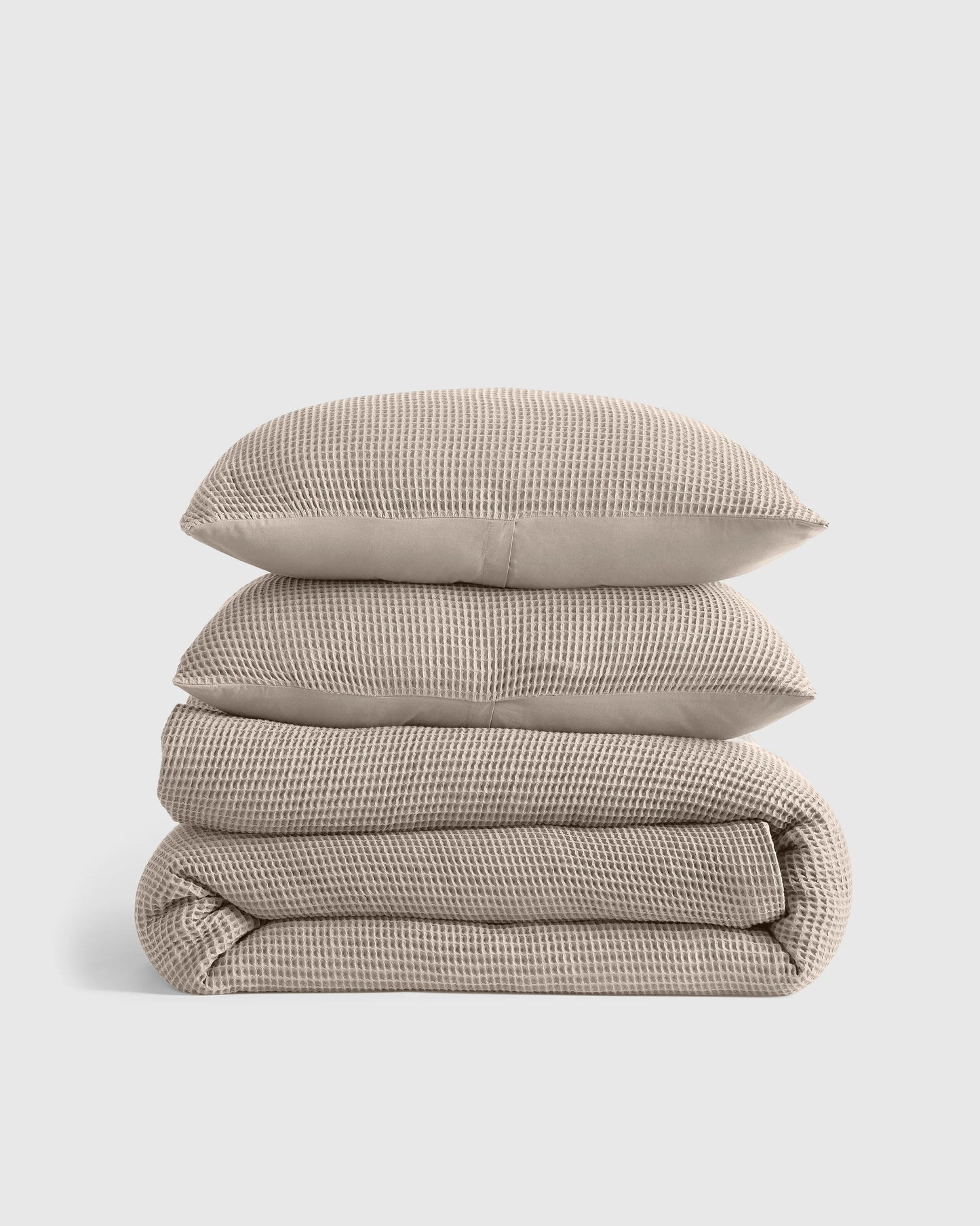 Organic Waffle Duvet Cover Set - Twin / White
