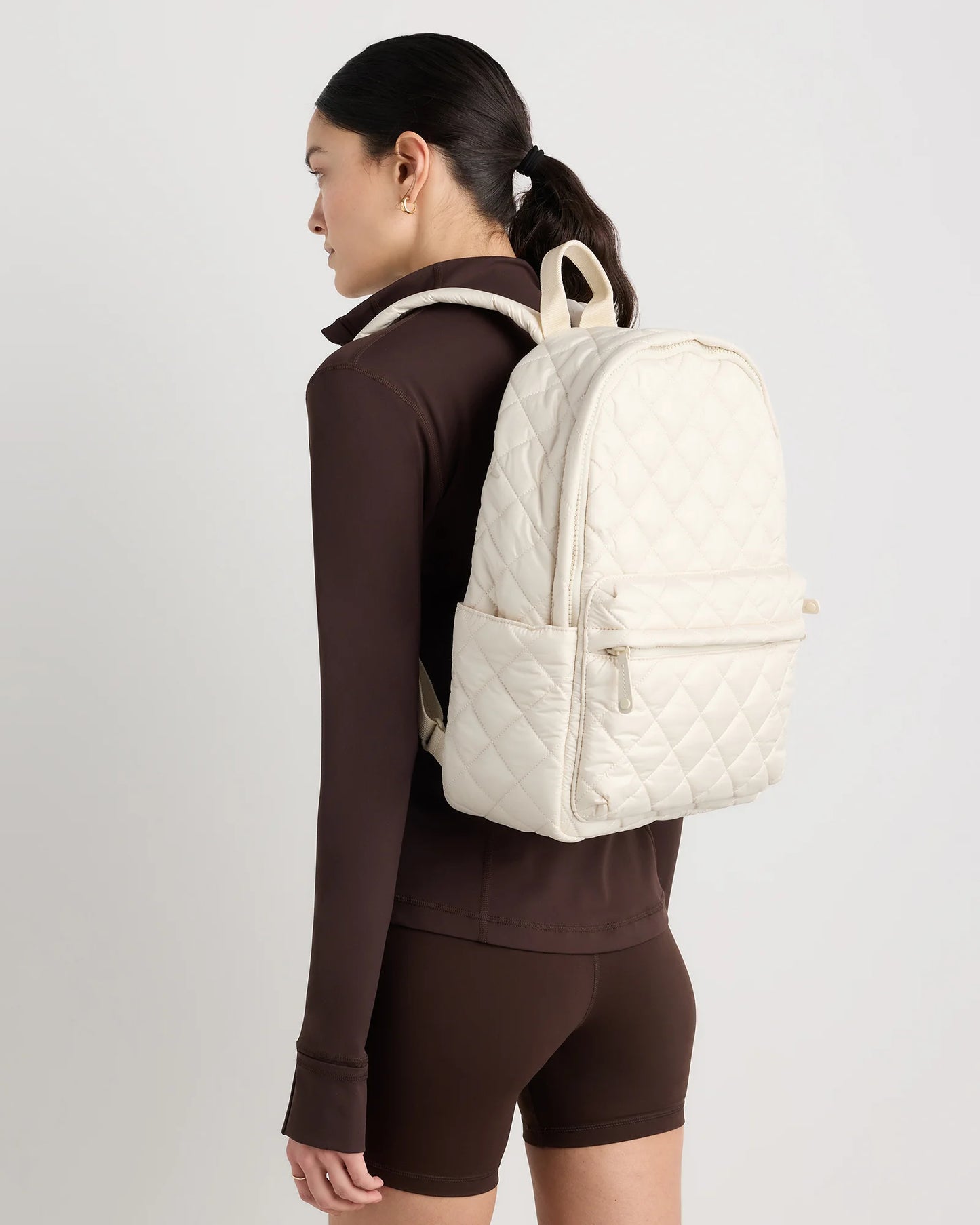 Transit Quilted Commuter Backpack - One Size / Taupe Brown