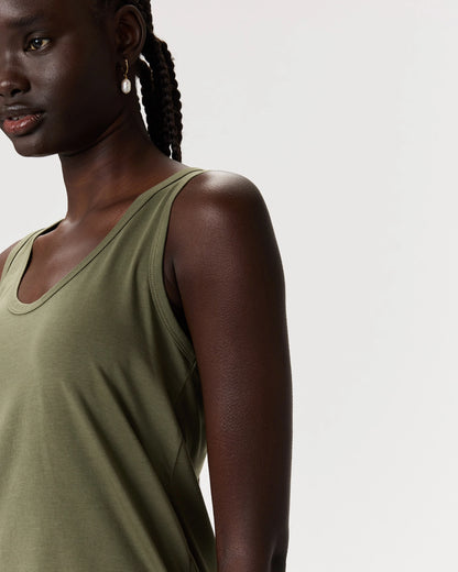 Cotton Modal Double Scoop Neck Tank - XS / Navy