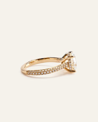 Lab Grown Diamond Round Pave Cathedral Engagement Ring - 3ct - 4 / Yellow Gold