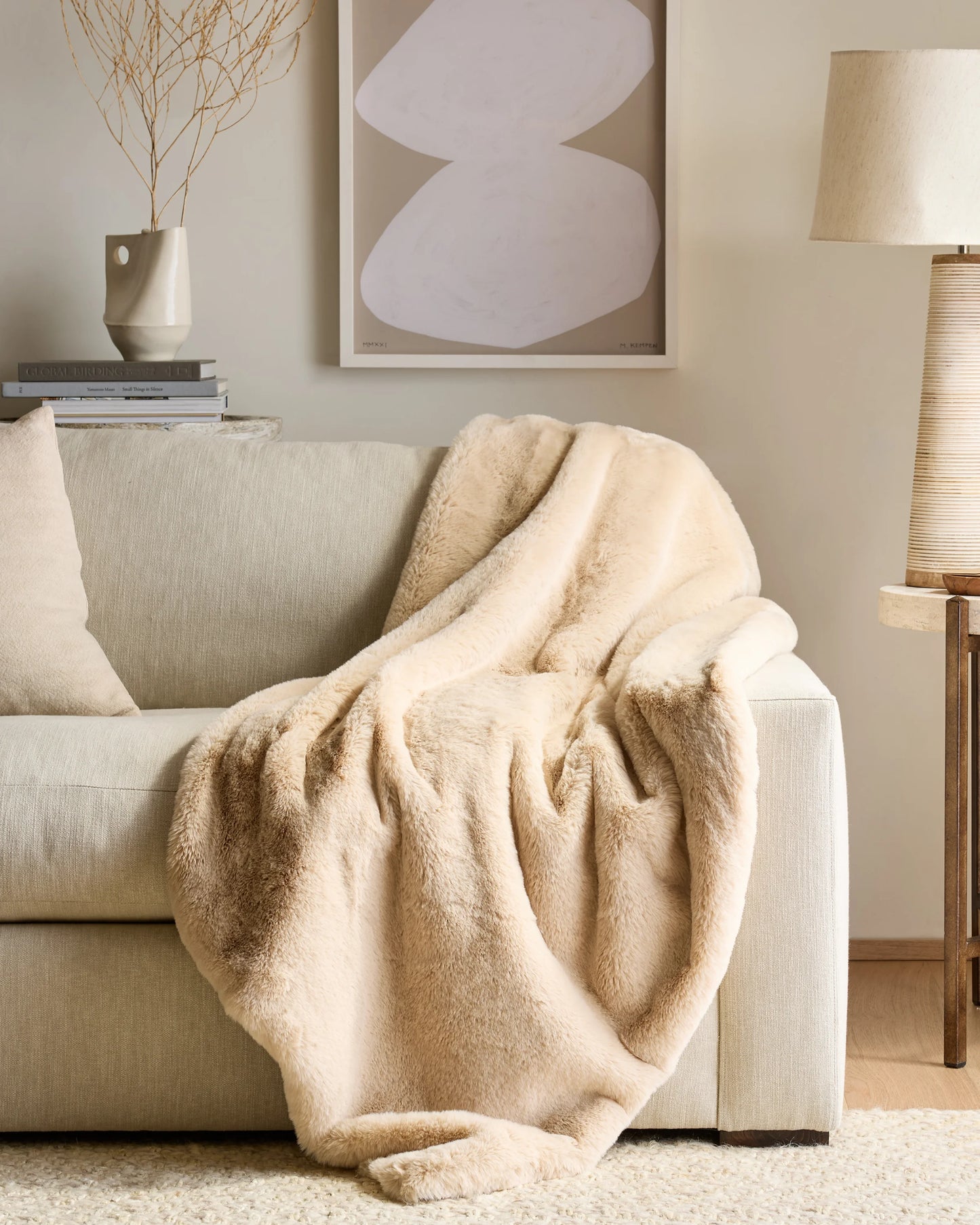 Luxury Faux Fur Throw - 50x60 / Champagne