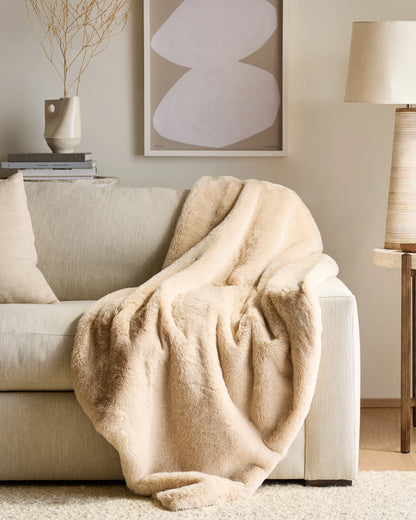 Luxury Faux Fur Throw - 50x60 / Champagne