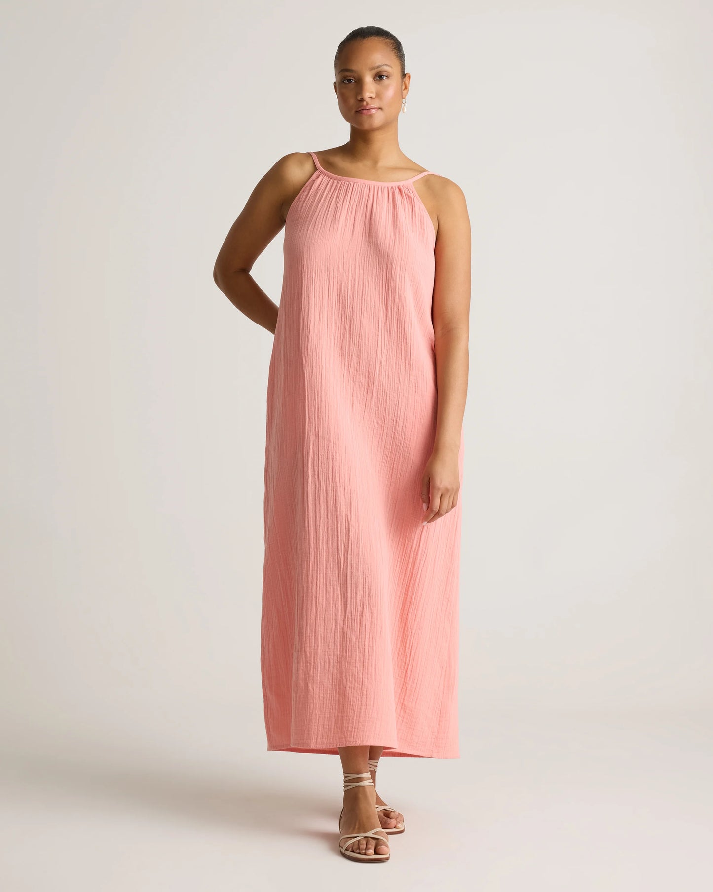 100% Organic Cotton Gauze Sleeveless Maxi Dress - XS / Spiced Orange