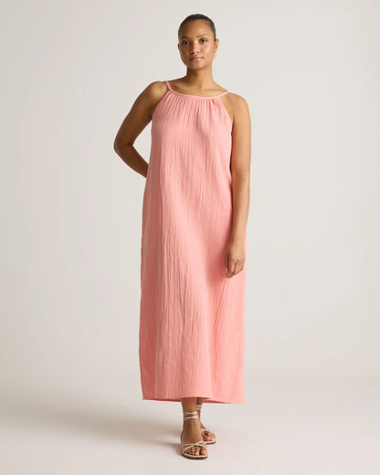 100% Organic Cotton Gauze Sleeveless Maxi Dress - XS / Spiced Orange