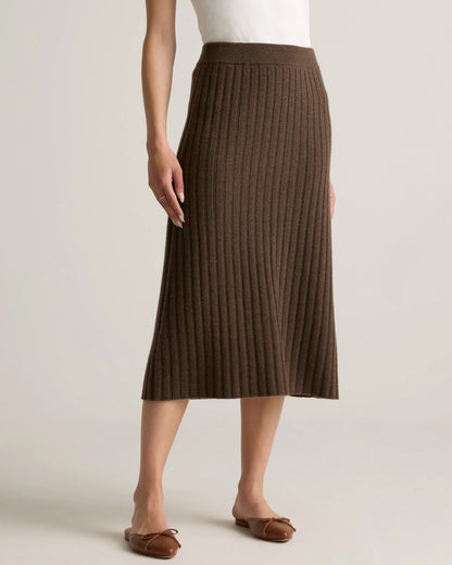 Mongolian Cashmere Midi Skirt - XS / Brown