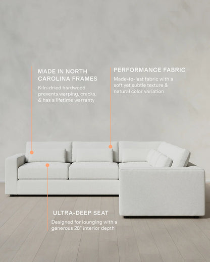 Ashford Deep Seat L Sectional in Performance Basketweave - 119x119 / Fog