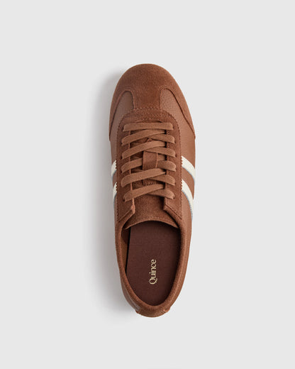 Italian Leather & Suede Low Profile Sneaker - 5 / Electric Blue