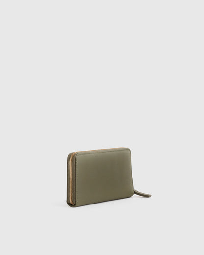 Italian Pebbled Leather Continental Wallet - One Size / Taupe