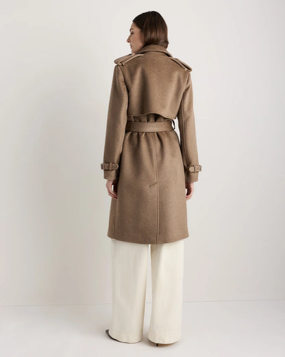 100% Mongolian Cashmere Trench Coat - XS / Heather Taupe