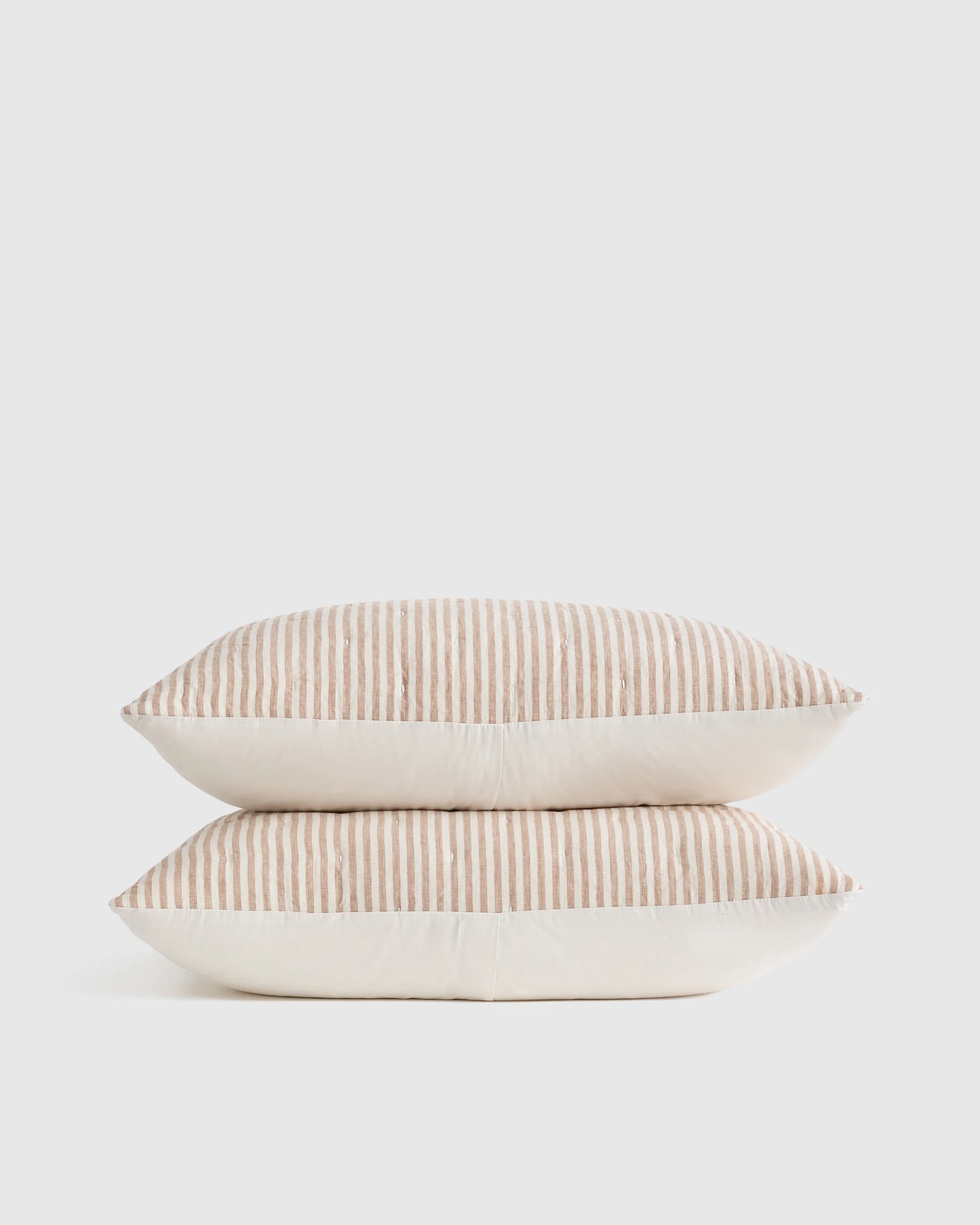 European Linen Patterned Quilted Sham Set - Standard / Willowleaf Gingham