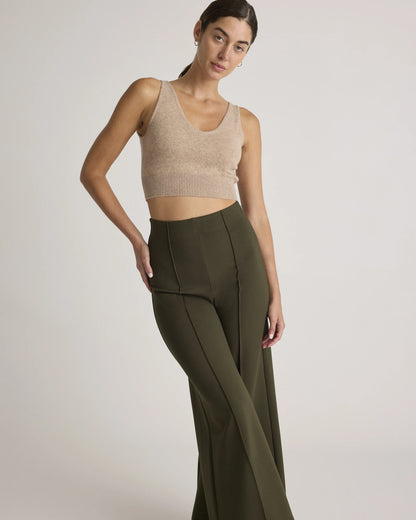 Ultra-Stretch Ponte Super Wide Leg Ankle Pants - XS / Olive