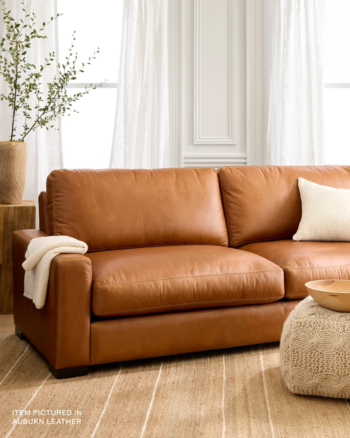 Stillman L Sectional in Leather - 116x116 / Auburn