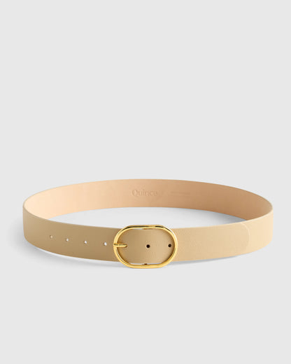 Cleo Oval European Leather Belt - XS / Black