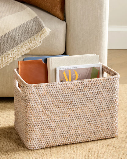 Handwoven Rattan Legal Size Storage Box - One Size / Natural