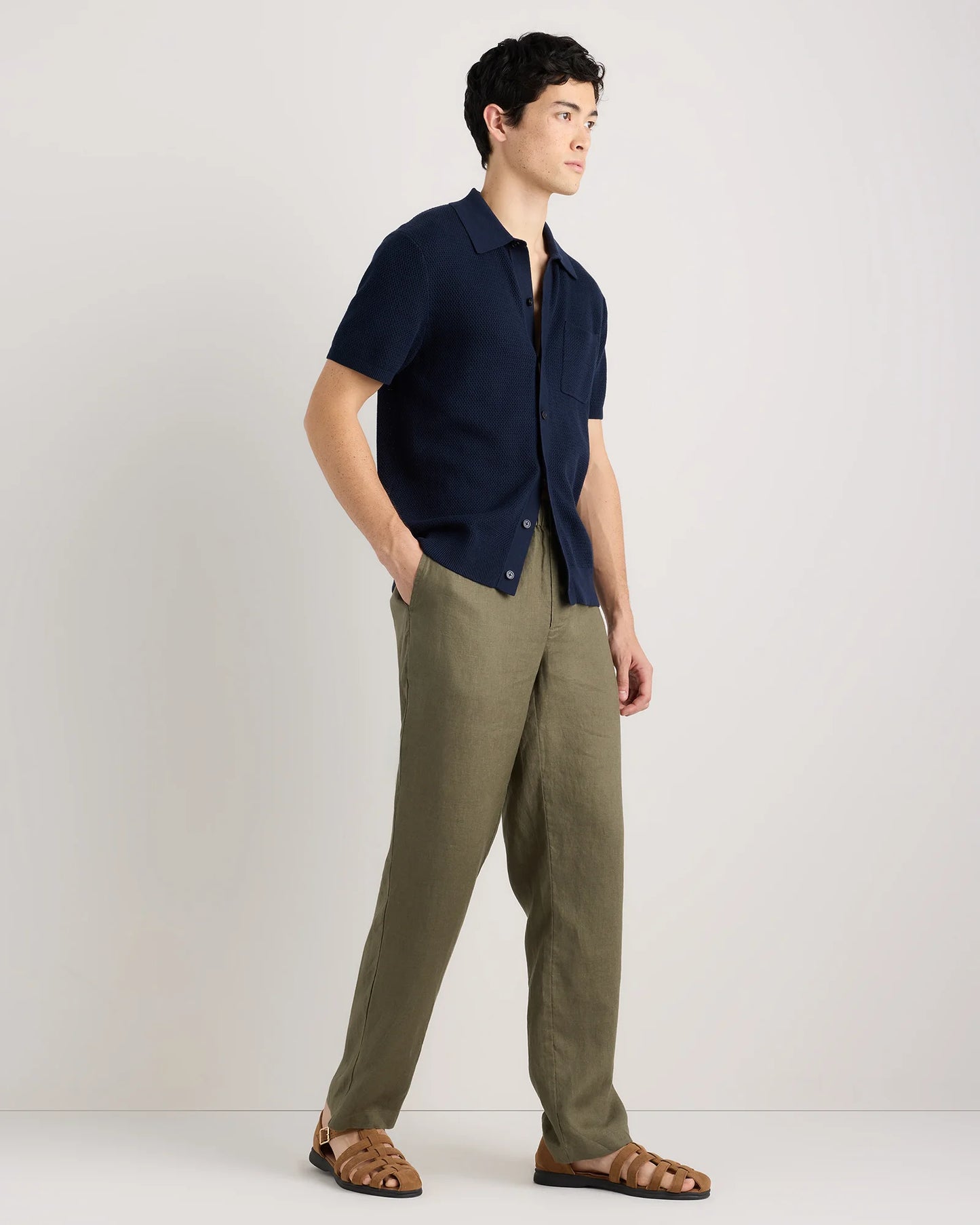 100% European Linen Pants - S / Bayberry Olive