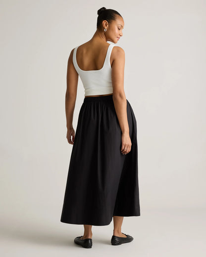 100% Organic Cotton Poplin A-line Maxi Skirt - XS / Black