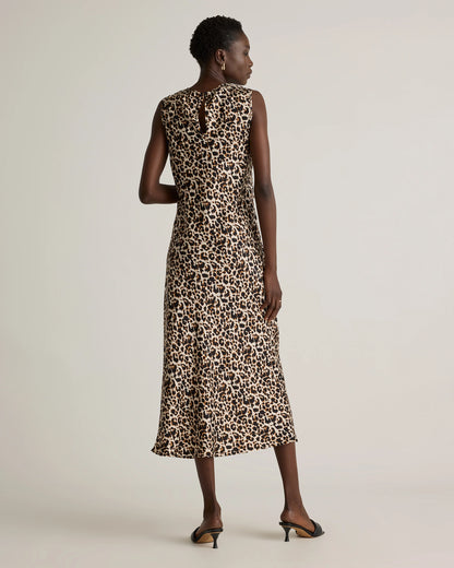 Washable Stretch Silk Tank Midi Dress - XS / Cordovan Red Hibiscus