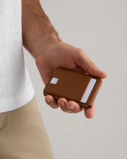 Leather MagSafe Wallet & Phone Stand - One Size / Cognac