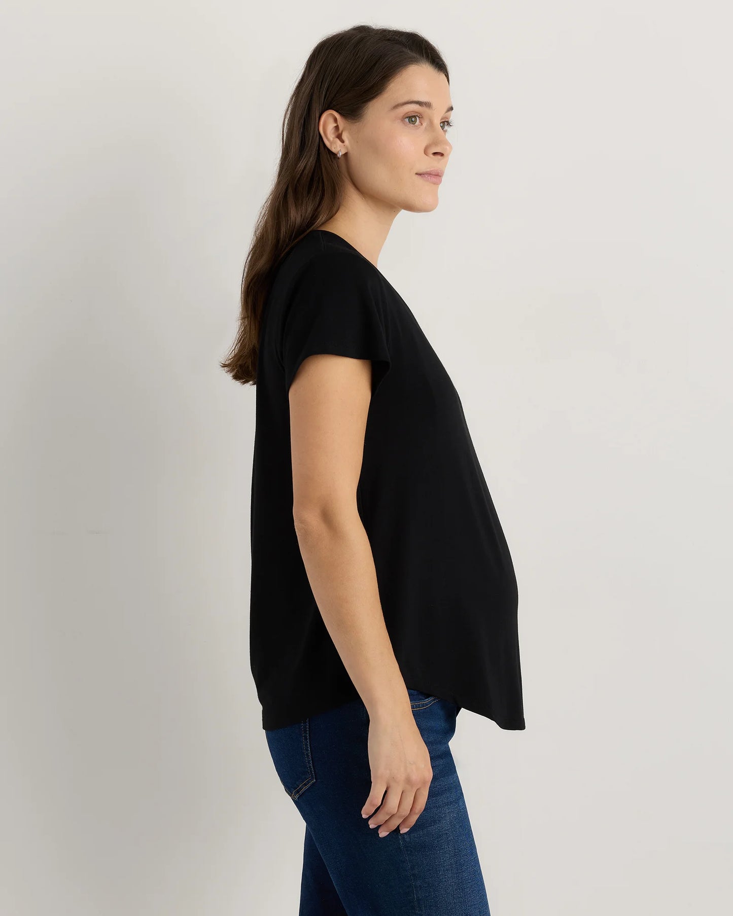 Bamboo Jersey Nursing Scoop Neck Tee - XS / Nocturnal Green