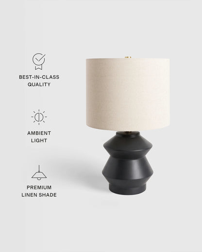 Geometric Ceramic Table Lamp - One Size / White