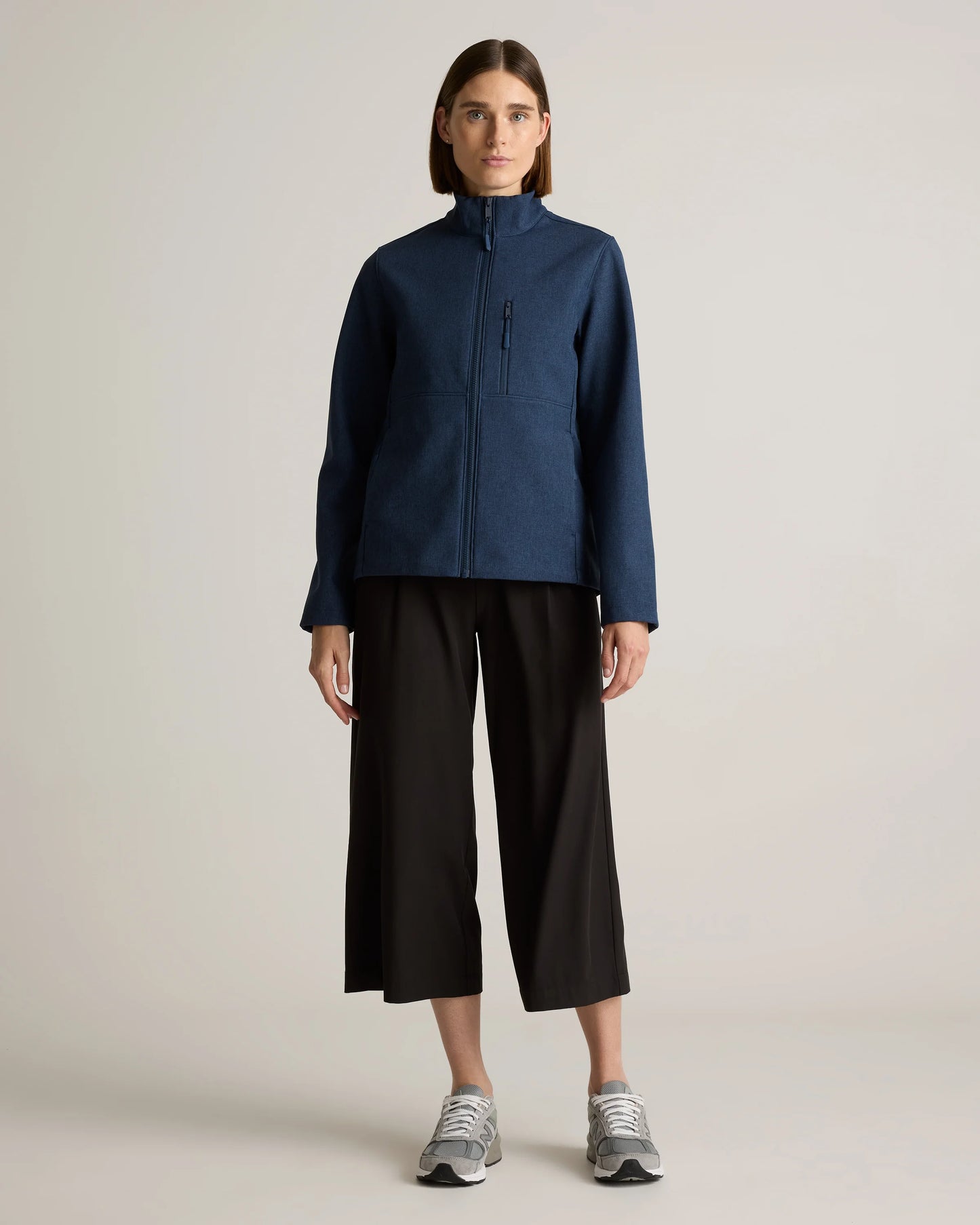Softshell Fleece-Lined Full-Zip Jacket - XS / Heather Deep Navy