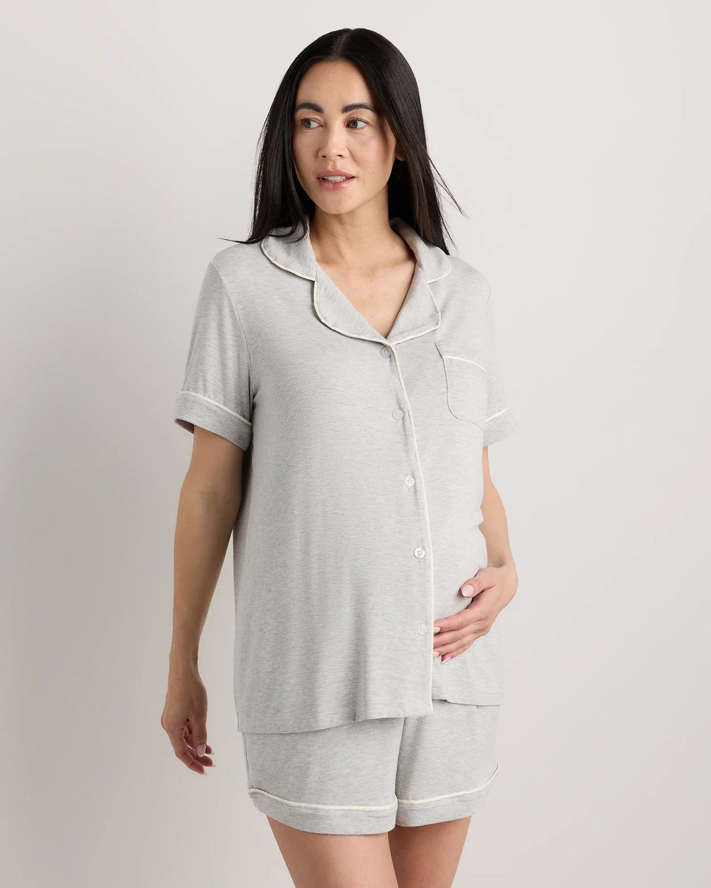 Bamboo Jersey Maternity Short Sleeve Pajama Set - XS / Wine Tasting Red